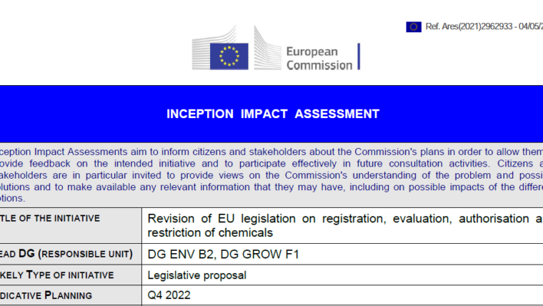 Revision of EU REACH; Inception Impact Assessment (IIA) on chemicals strategy actions